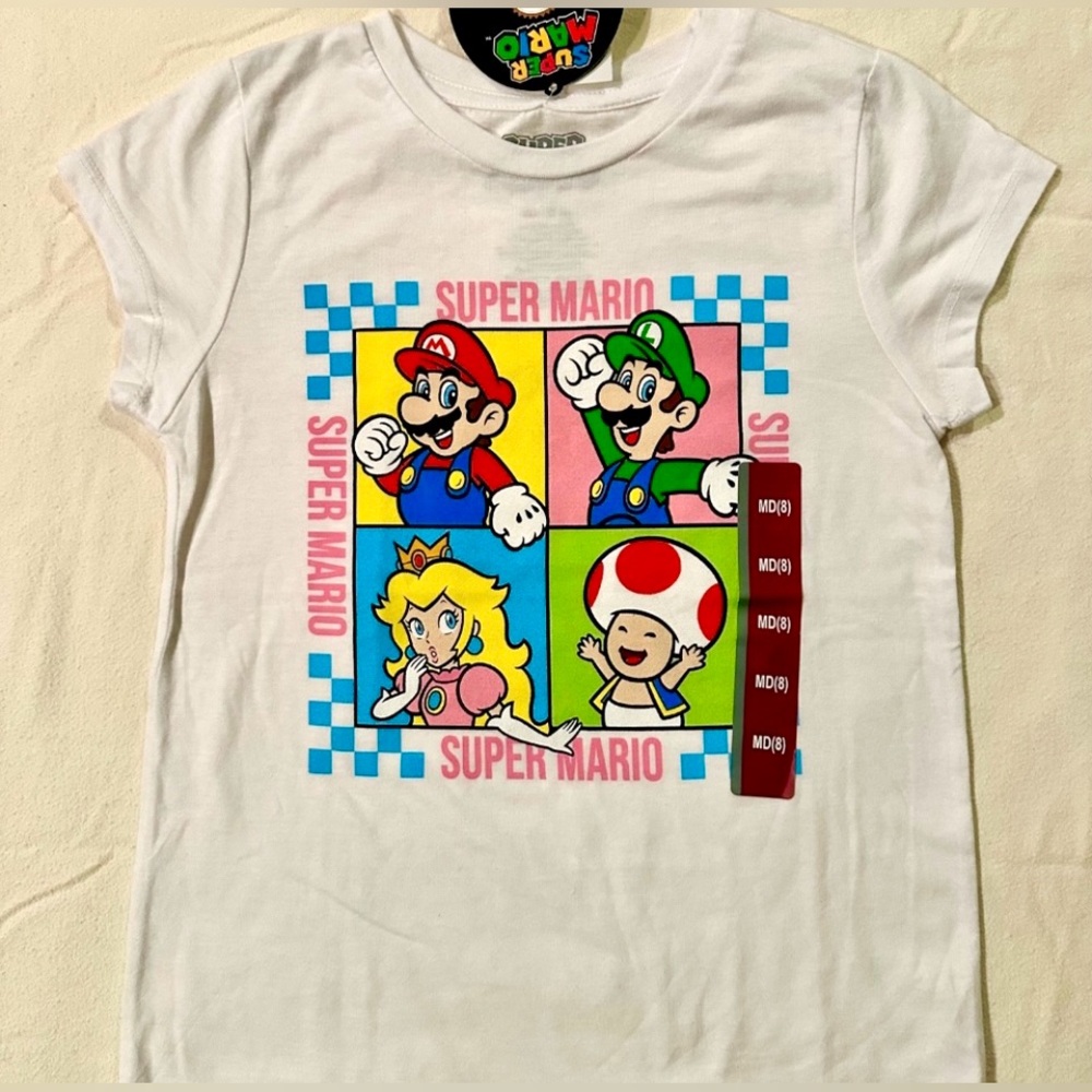 Super Mario Bros Kids Size Medium / 8 Tee T-shirt NWT Nintendo Princess Peach